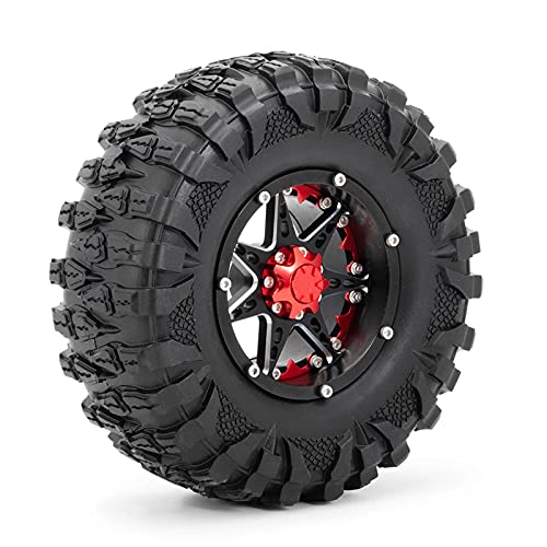 Lafeina 120Mm Od Rubber Tires And Metal 2.2 Inch Beadlock Wheels Rims For 1/10 Rc Rock Crawler Car Axial Scx10 Rr10 Wraith 90056 Traxxas Trx4 Trx6 Yeti (4 Pcs) #TOP1