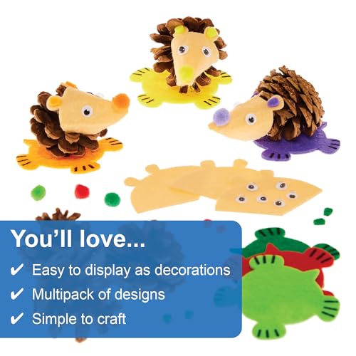 Baker Ross FX169 Hedgehog Pinecone Kits - Pack of 6, Autumn Decoration Crafts for Kids, Earth tones, Approx. 17.5 x 21 x 3.5 cm - Image 3