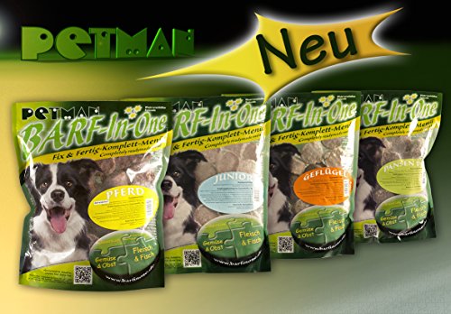 petman Barf-in-One Geflügel, 8 x 750g-Beutel, Tiefkühlfutter, gesunde, natürliche Ernährung für Hunde, Hundefutter, Barf, B.A.R.F.