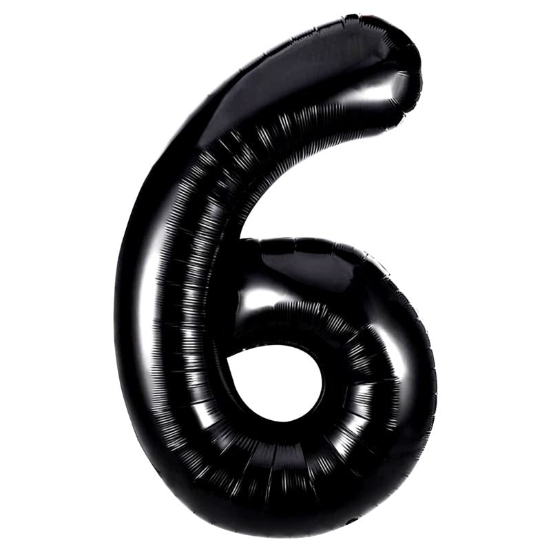 Image of Black 32 Inches 6 Numbers Shape Large Big Foil Helium Balloons For Party Decorations In Happy Birthday Anniversary Office Items Materials Set Pack, Pack Of 1