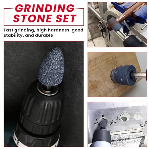 Homeidol CJ01-WJDMS-10US 10Pcs Rotary Grinding Stone- 1/4'' Hex Shank Assorted Shape Abrasive Stone Mounted Grinding Point Sharpening Bits thumb #3