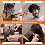 SALONSILK 4PCS Professional Comb Set, Wide Tooth Rat Tail Fine Tooth Hair Combs, Braiding Cutting Barber Styling Curly Parting Set for Men and Women - Image 2