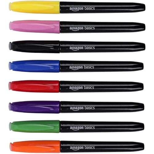 Amazon Basics Fabric Markers, Assorted Colors, 8-Pack