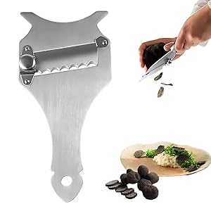 Cortador de trufas LACHT, 1 pieza, hoja ondulada y hoja recta, hoja ajustable, mango de madera, acero inoxidable, cortador de trufas, queso, ajo, champiñones, rebanado, pala para trufas