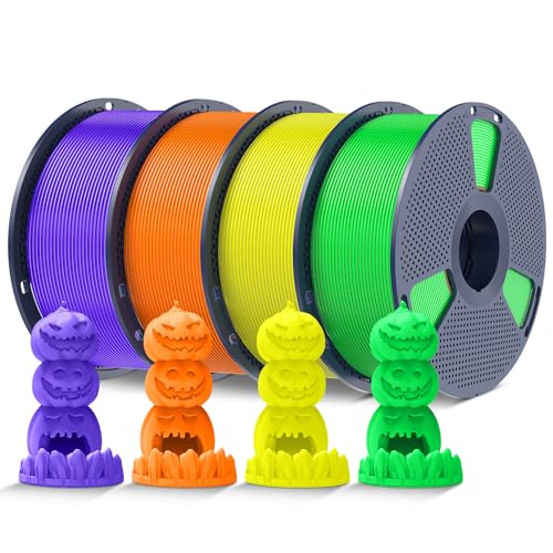 Image of SUNLU 4KG Fluorescent PLA 3D Printer Filament Bundle, PLA Filament 1.75mm, Fit for Most FDM 3D Printer, 1kg Spool, 4Packs, Fluorescent(Purple+Orange+Yellow+Green)