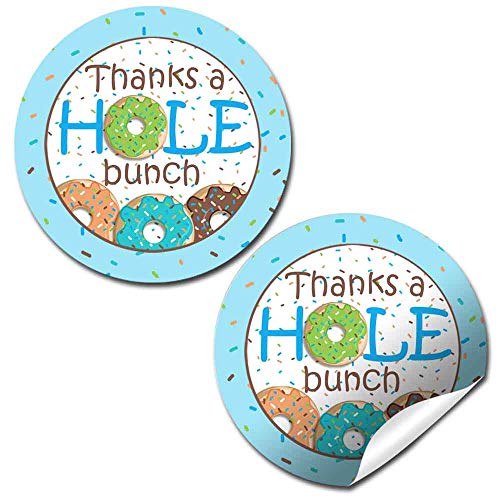 Autocollants thank you donut anniversaire garçon sticker rond scrapbooking de 40 pièces