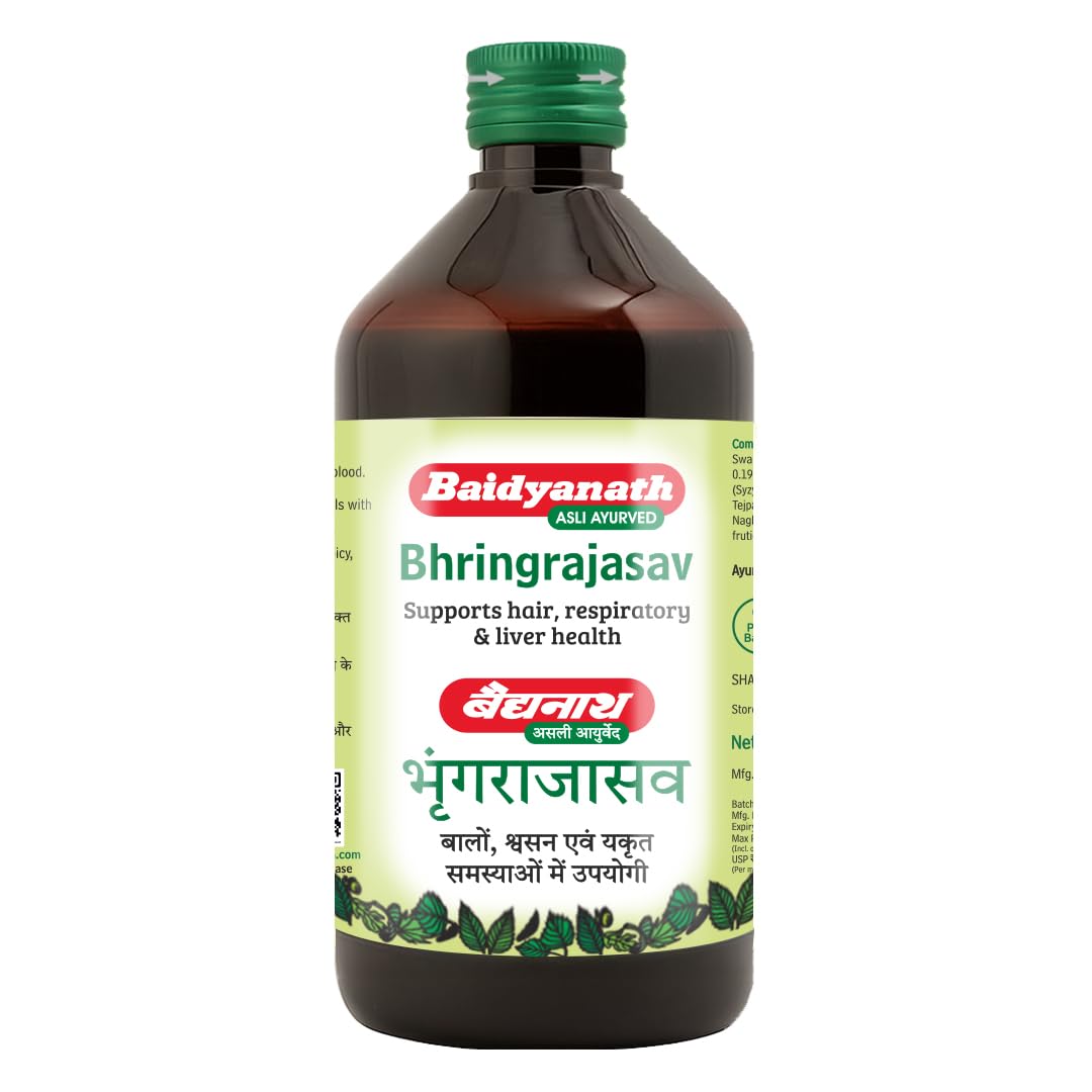 Baidyanath Bhringrajasav Syrup | Ayurvedic Hair Growth, Cough Relief & Multi-Benefit Tonic | The Ultimate Ayurvedic Solution for Respiratory Health, Liver Support, and Blood Purification | Helps in Hairfall & Premature Greying | 450 Ml-image-31
