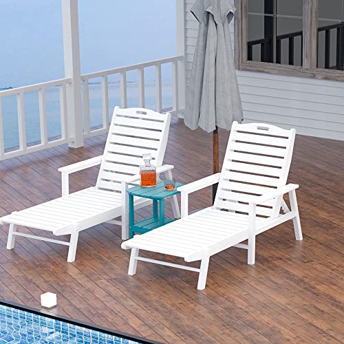 Jurmalyn Outdoor Pool Lounge Chairs With 6 Positions Backrest, Waterproof Sun Loungers Chaise For Garden Pool Beach Patio Deck (White Widening Size 22.8 '') #TOP5