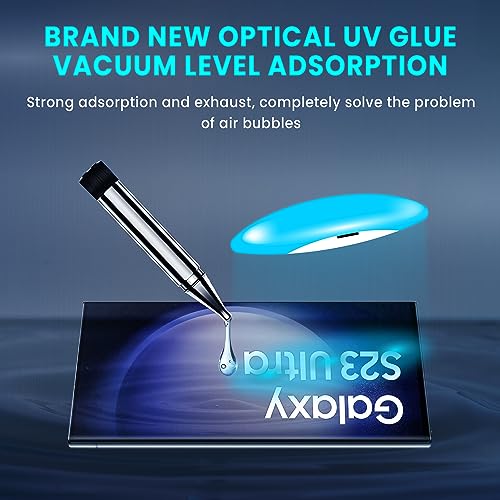 Image of ArmourPro Advanced HD+ UV Tempered Glass Compatible for Samsung Galaxy S23 Ultra with Edge to Edge Protection Coverage, Cable Protector and Easy Installation kit | Black