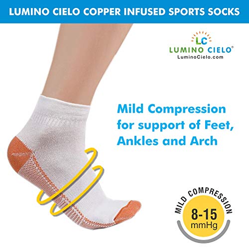 Image of Sports Socks - Copper Infused, reduces odor, Keeps Feet Dry, Arch Support, Copper Infused Anti-mirobials control odor-causing bacteria