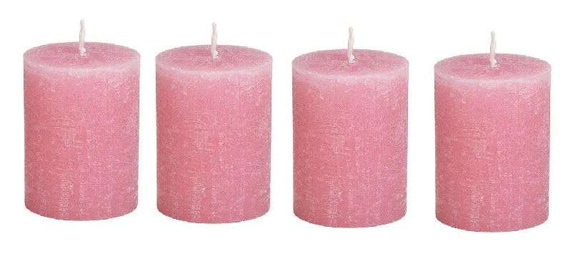 Stumpenkerzen 4er Set Rosa – Durchgefärbte Wachskerzen Ø 6,8...