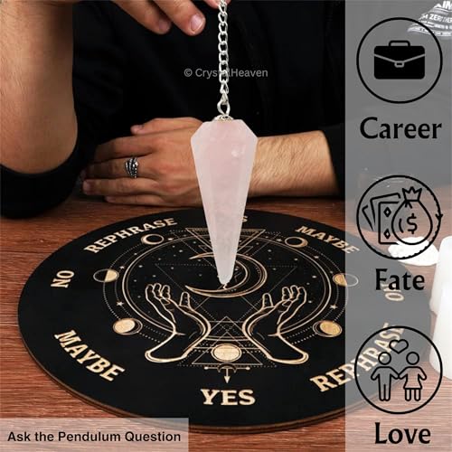 Image of Certified Rose Quartz Pendulum Dowsing Tool