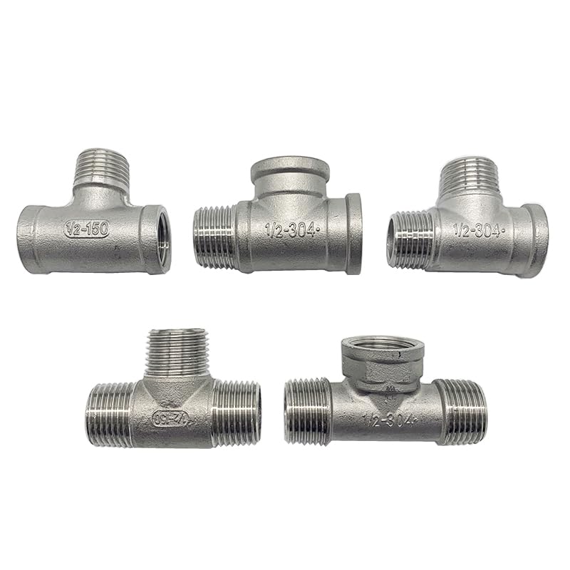 Raccord de tuyau en acier inoxydable 3 voies 1/4" 3/8" 1/2" 3/4" 1-1/4" 1-1/2" BSP mâle femelle en T 3 voies pour eau et gaz (couleur : F-F-F, taille : 5,1 cm)