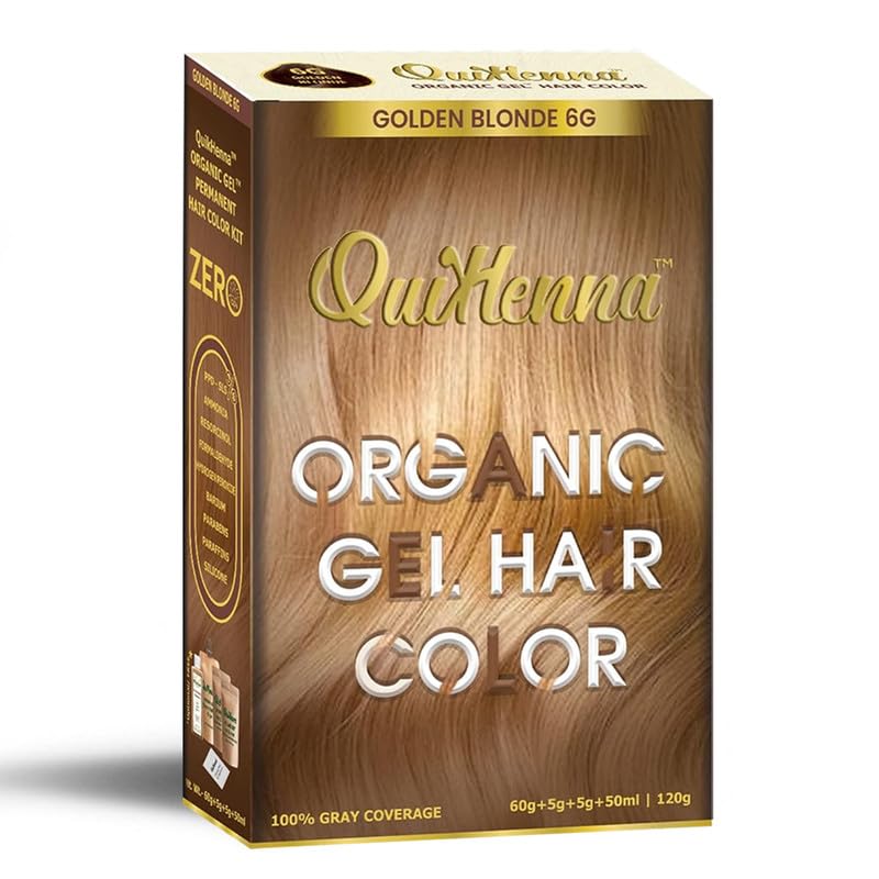 Organic Hair Colour Gel 6G Golden Blonde - PPD & Ammonia Free Permanent Natural Hair Color, 100% Grey Coverage, Long Lasting Gel Colour for Men & Women, 120gm-image-22