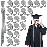 Shappy 20 Pcs Silver Graduation Cord Bulk Braided Honor Cords with Tassel for 2026 Graduation Students College Bachelor Master Doctoral Gown Decorations