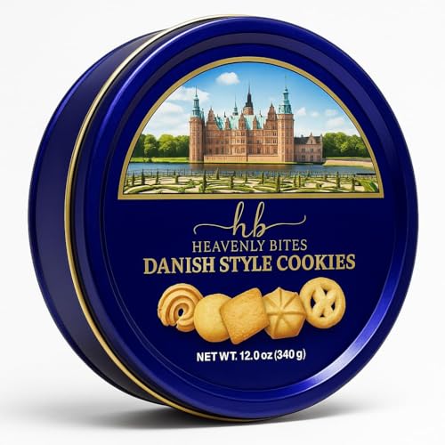 Image of Heavenly Bites Danish Style Butter Cookies in Metal Tin 12 Ounce (6 Pack)