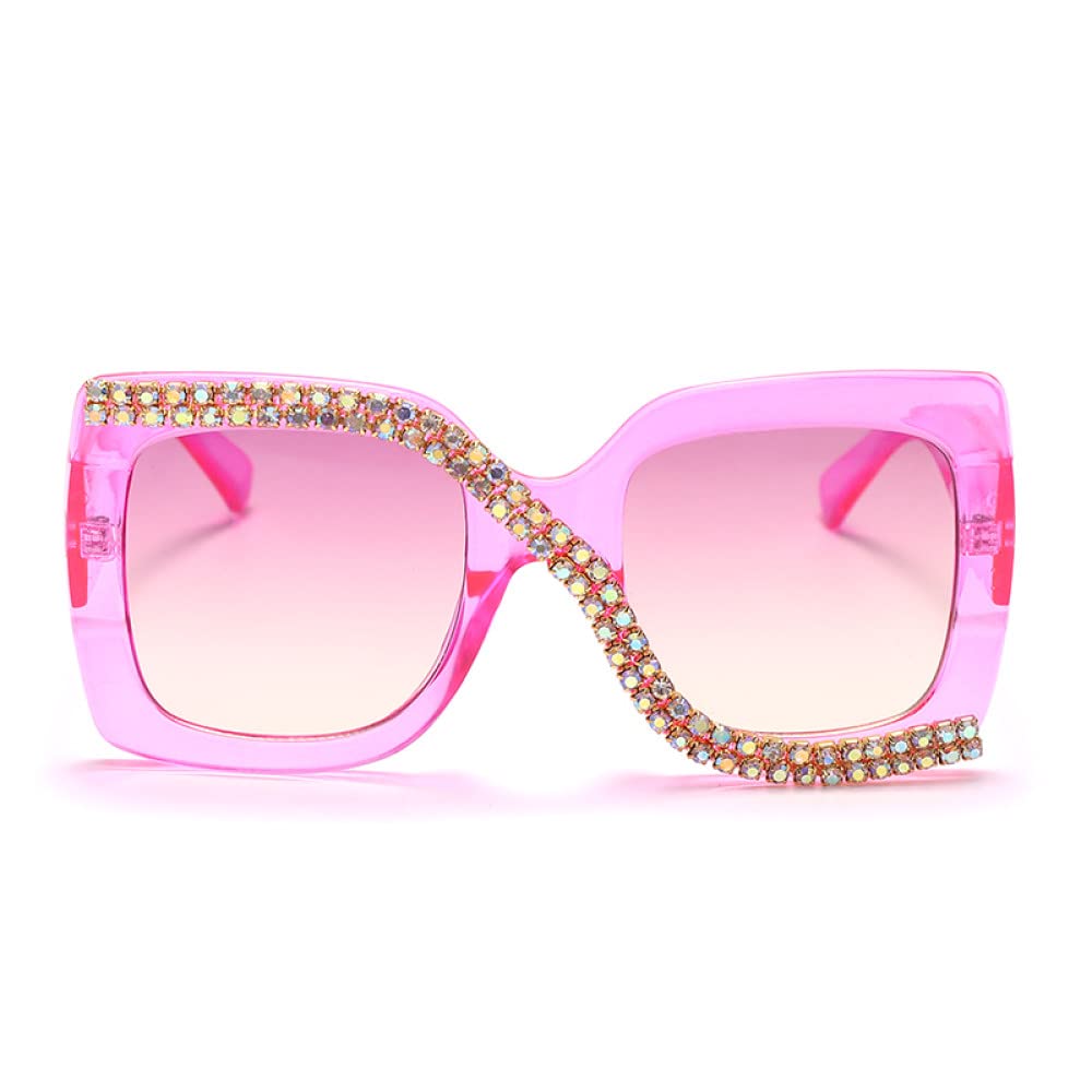 Diamentowe kwadratowe okulary przeciwsłoneczne damskie Vintage okulary przeciwsłoneczne oversize kawałek Rhinestone okulary odcienie