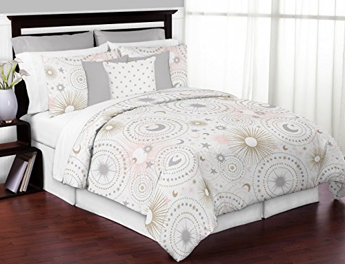 Image of Sweet Jojo Designs Blush Pink, Gold, Grey and White Star and Moon Body Pillow Case Cover for Celestial Collection (Pillow Not Included)