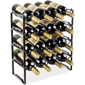Onafhankelijk wijnrek met 4 niveaus voor 16 flessen wijn houten rek wijnhouder wijnstandaard flessenstandaard voor keuken, eetkamer, bar