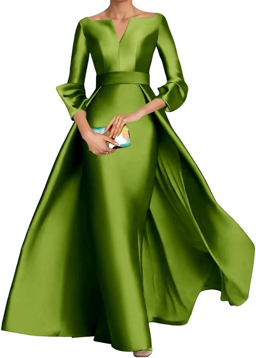 Long Mother of Bride Dresses for Women Mermaid Mother of Groom Dress V Neck Formal Dress