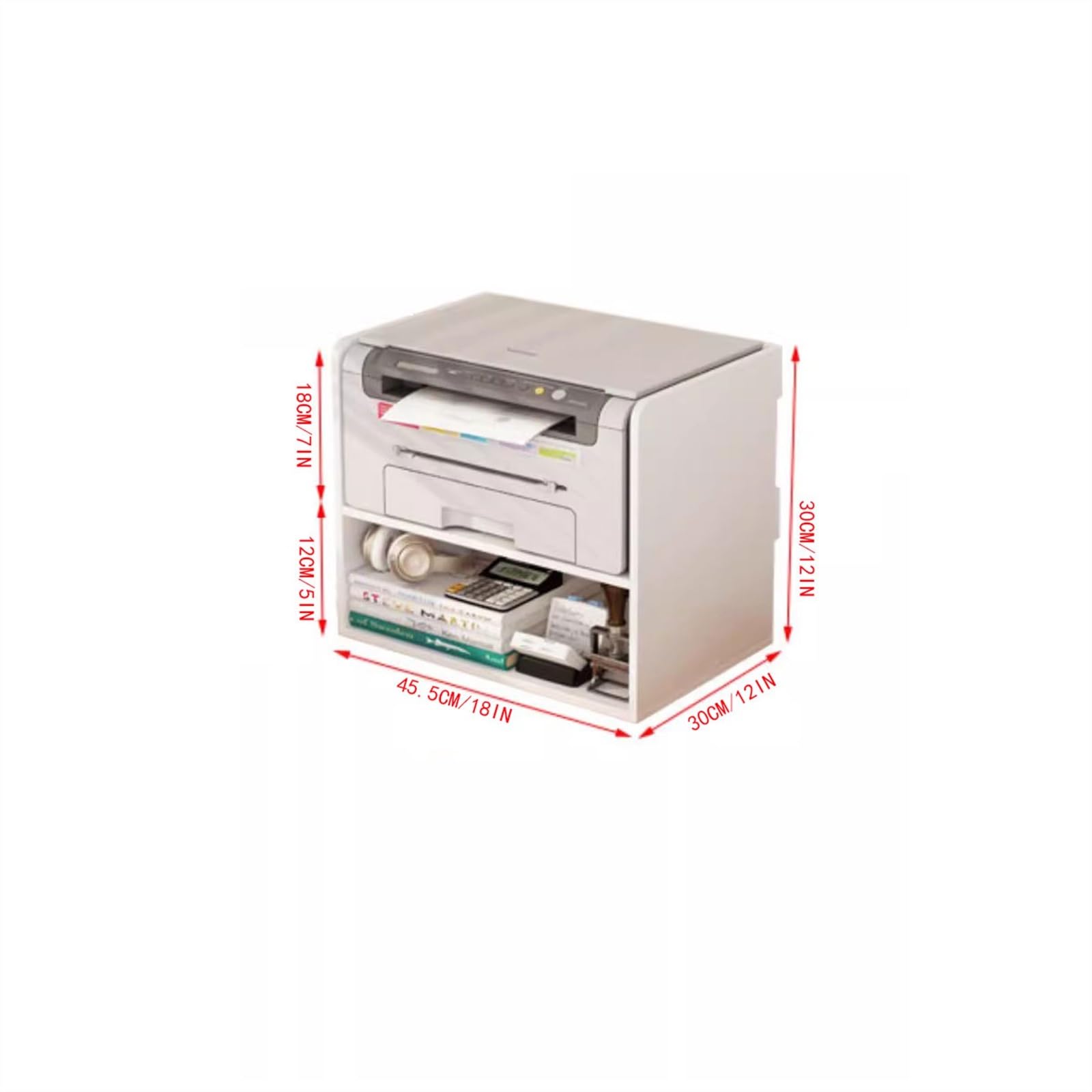 Druckerhalter Doppeltes Lagerregal, mehrstufig, kleines Bücherregal, Desktop-Druckerregal, Büro, Kopierer, erhöhtes Regal Druckeraufbewahrungstisch(Schwarz)