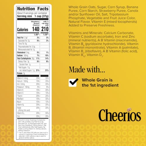 Cheerios Strawberry Banana Breakfast Cereal, Gluten Free, 11.2 oz - image 2