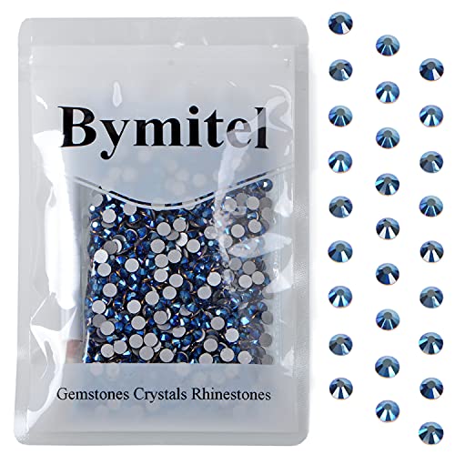 Image of 1440pcs Nail Rhinestones Glueless Round Crystal Flat Crystal Rhinestones for Jewelry Making with a Pen (SS20 1440pcs, My Blue)