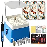 Juego profesional de puesta en marcha de vidrieras con máquina trituradora de vidrio, herramienta de corte, kit de soldador, cinta de lámina de cobre, alambre de soldadura y funda para dedo
