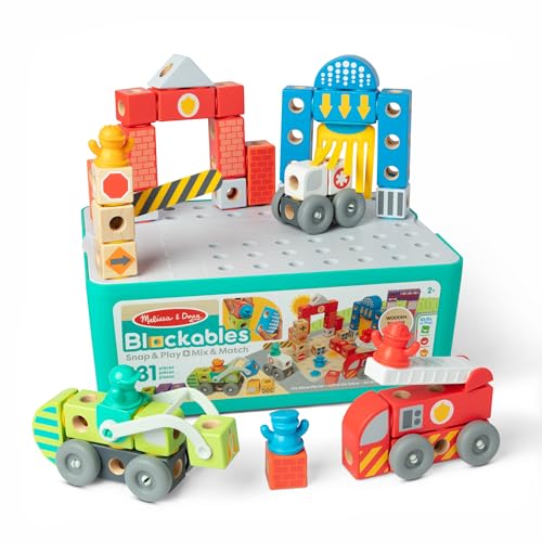 Melissa & Doug Blockables Rescue City Wooden Building Toy Set