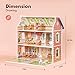 ROBUD Wooden Dollhouse for Kids Girls, Pretend Play Toy Gift for 3 4 5 6 Years Old Girls Boys
