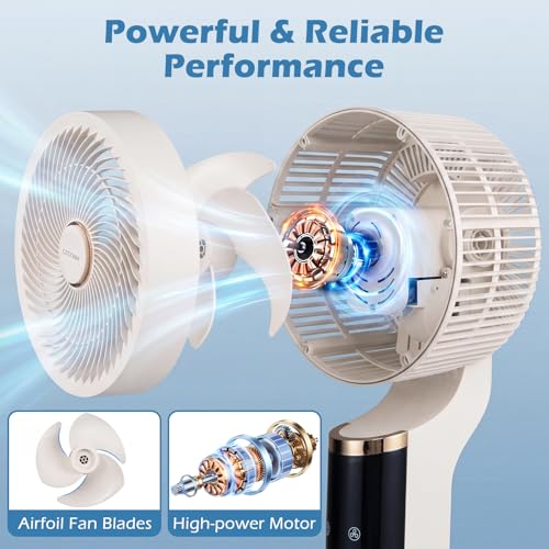 COSTWAY Pedestal Fan for Bedroom, Compact Oscillating Standing Fan with 70° Oscillation, 90° Tilt, 3 Adjustable Heights, 8 Speeds, 12H Timer & Remote, Quiet Table Fan for Home Office (White)