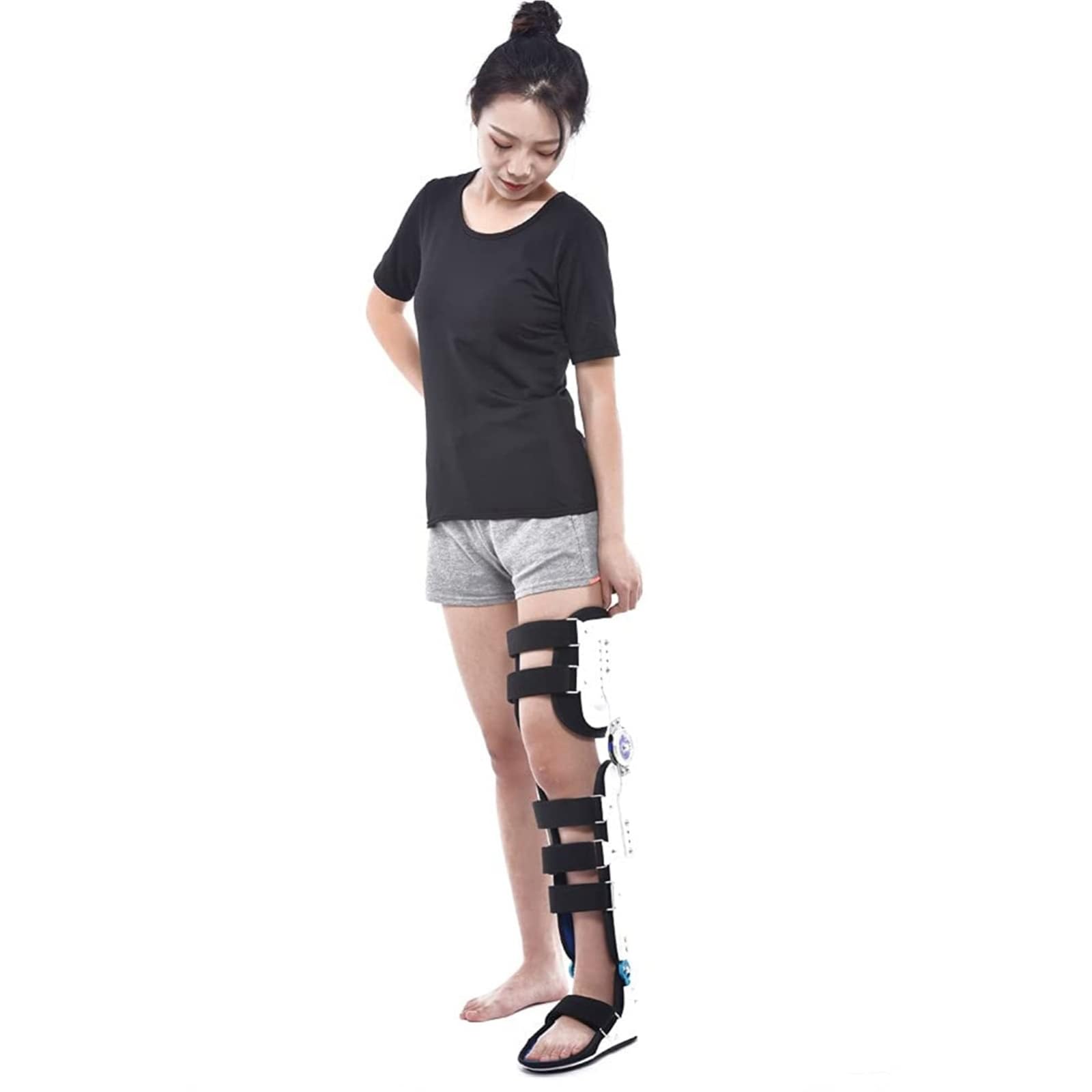 Tutore fisso regolabile for articolazione del ginocchio, immobilizzatore di supporto for ginocchio post‑operatorio for gamba intera con blocco di flessione/estensione da 0‑120°