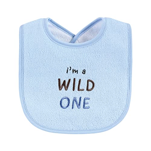 Image of Hudson Baby Unisex Baby Cotton Terry Drooler Bibs with Fiber Filling, Wild One, One Size