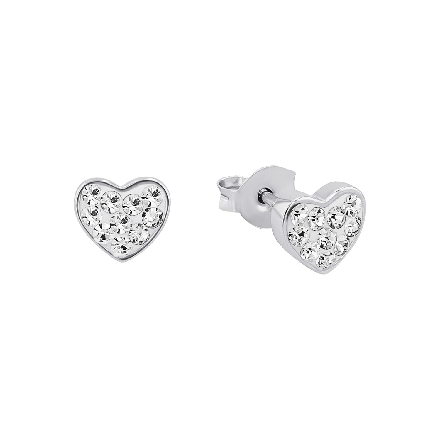 Amor Stud earrings Women Ear jewelry, with Crystal, 6 cm, Silver, Heart, Comes in jewelry gift box, 9968459