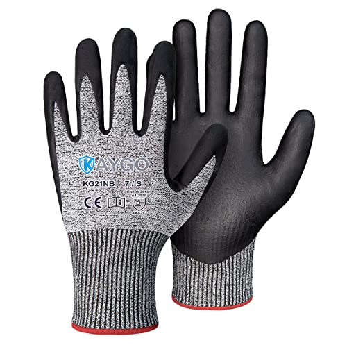 KAYGO Cut Resistant Work Gloves, 2 works, Level C Protection, MicroFoam Nitrile Coated Good Grip Machine Washable