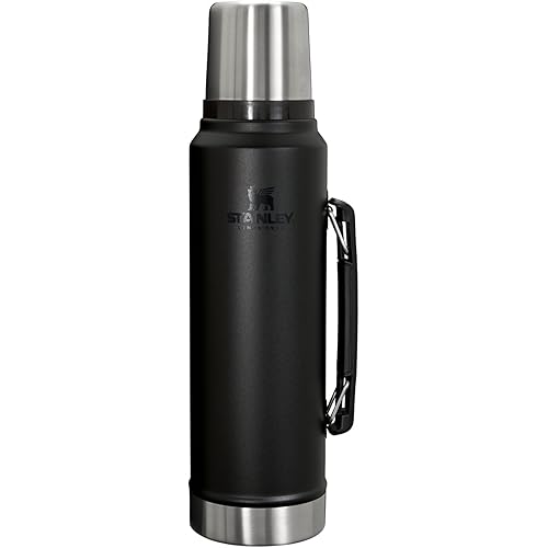 Stanley Classic Legendary Vacuum Bottle 20 oz | Wide Mouth with Leakproof Cup Lid | Keep Drinks Hot or Cold | Packable for Travel | Insulated Stainless Steel Thermal Bottle | BPA-Free | Black 2.0