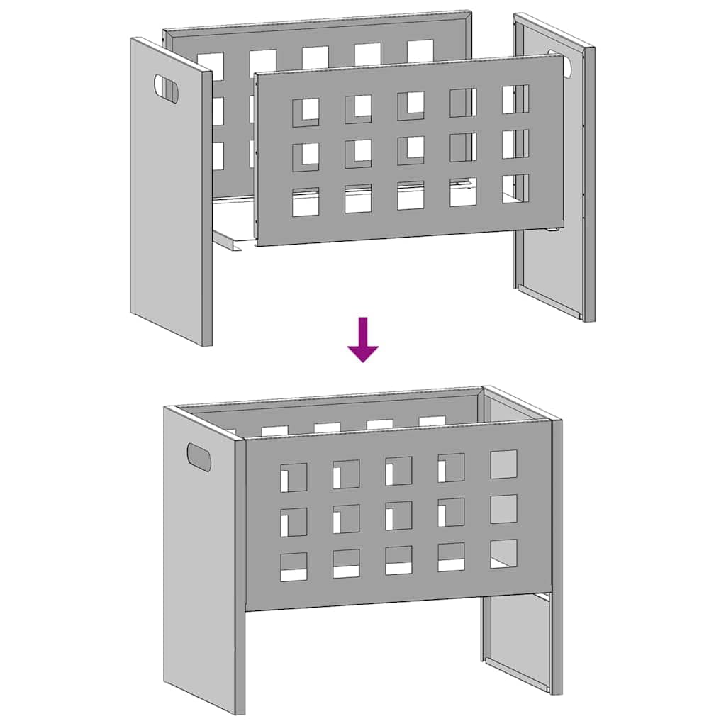 Brasero Braun de acero 50 x 30 x 40 cm para patio, jardín y balcón, portátil, duradero, para reuniones cálidas al aire libre y decoración moderna, hasta 600 °C