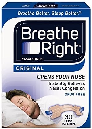 Tiras nasales Breathe Right - Grandes, café claro, paquete de 120