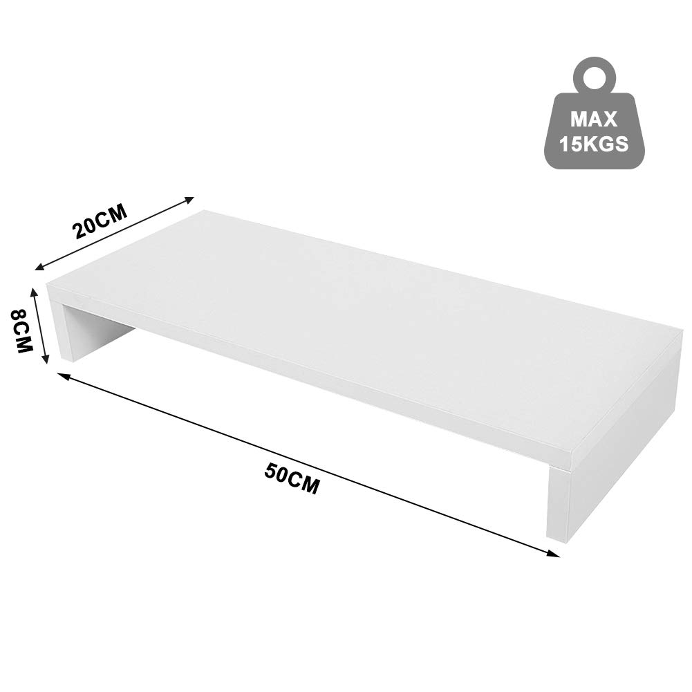 Supporto per Monitor da Scrivania, Rialzo per PC in Bambù, Supporto Ergonomico per Laptop, Computer, Notebook, 49,5 x 19,8 x 7,6 cm