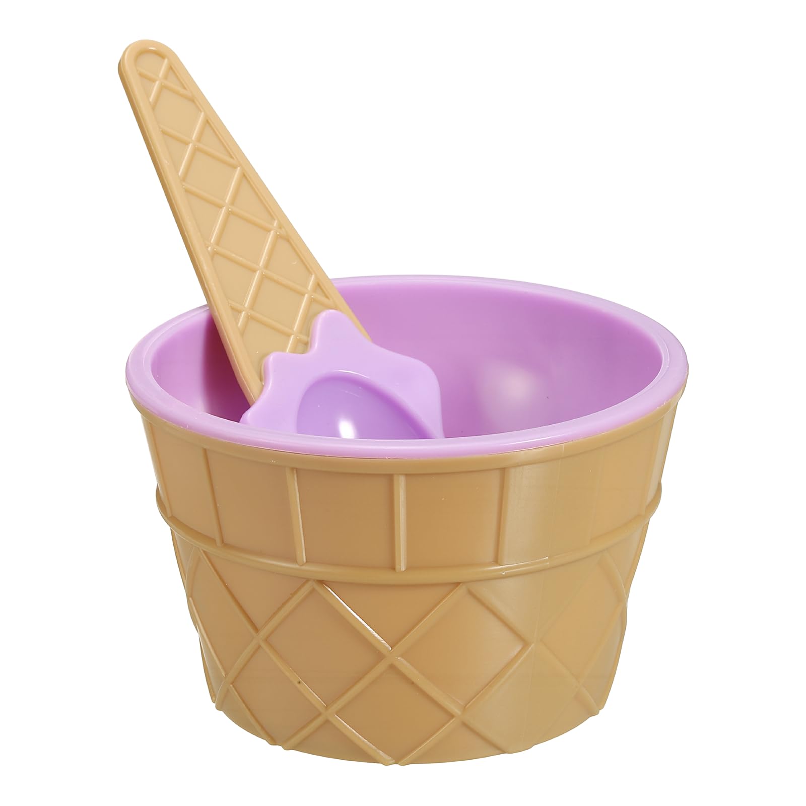 sourcing map 6 Pack Ice Cream Cups with Spoons, Reusable Plastic Ice Cream Bowls Candy Color Frozen Yogurt Dessert Bowl for Birthday Decorations Summer Holiday Supplies, Purple