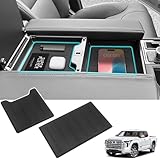 YOJOJOCO 2PC Center Console Tray Liner Compatible with Toyota 2022-2026 Tundra (Only Fit Platinum, 1794, TRD PRO, Capstone) & 2023-2026 Sequoia Accessories Center Console Organizer Protective Pad