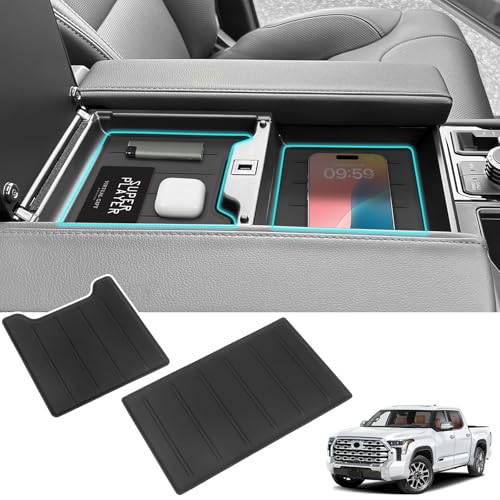 YOJOJOCO 2PC Center Console Tray Liner Compatible with Toyota 2022-2026 Tundra (Only Fit Platinum 1794 TRD PRO Capstone) & 2023-2026 Sequoia Accessories Center Console Organizer Protective Pad