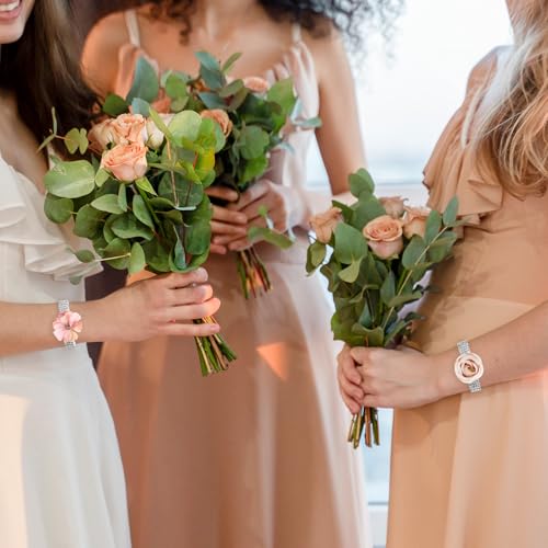 4pcs Corsage Wristlet Band, Rhinestone Elastic Wrist Corsage Bracelets for DIY Wedding Wrist Corsage, Accessories Bracelets for Wedding Decor Prom Ceremony Anniversary Bridal Shower Party2