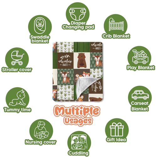 Image of Baby Blanket for Boys Girls, Woodland Animals Baby Blankets for Son Daughter, 30x40 inches Super Soft Fleece Blanket for Newborn Infant, Lightweight Bed Throw Nursery Blanket