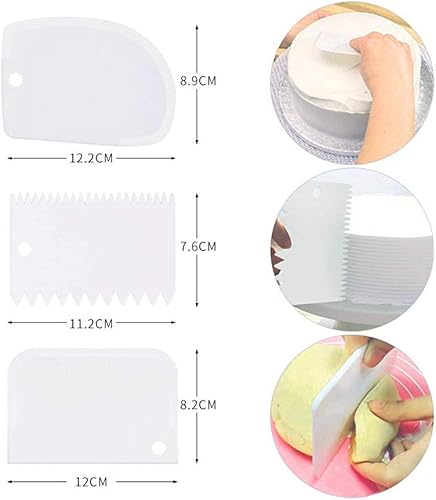 Miniatura 2 de 3 piezas de raspador de masa de plástico flexible multiusos para banco de alimentos, raspador con curvado y plano para masa de pan, pasteles,
