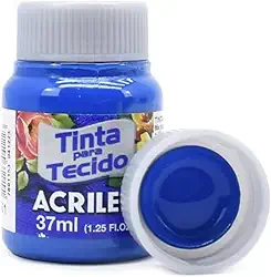 Tinta para Tecido Acrilex Azul Turquesa 501 37ml – Qualidade e Durabilidade Cores Vibrantes, Resistência E Versatilidade