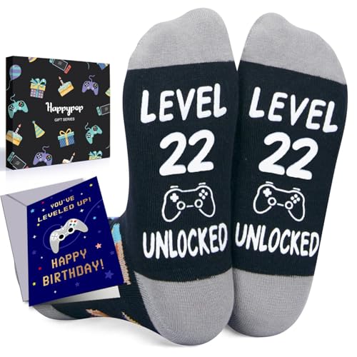 HAPPYPOP 22nd Birthday Gifts Socks - Socks for 22 Year Olds Women Men, Best Gifts for 22 Year Olds With Card