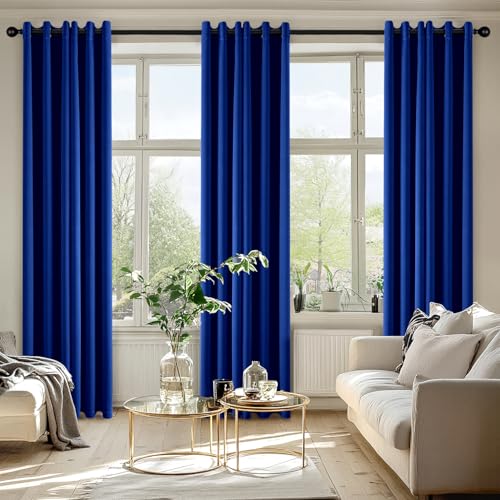 Image of MIULEE Blackout Curtains for Bedroom Living Room 2 Panels, Thermal Insulated Room Darkening Drapes Grommet Noise Reducing Light Blocking Window Treatments 72 Inches Long 40x72 Inch Royal Blue