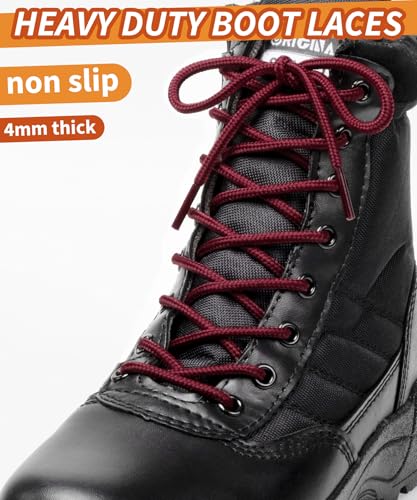 Image of Handshop 2 Pairs Round Boots Shoelaces, Heavy Duty Outdoor Shoe Laces | Replacement Shoestrings for Hiking, Running, Sporting Shoes and Work boots, Sturdy and Robust, 28 Colors, 30-63 inch Length
