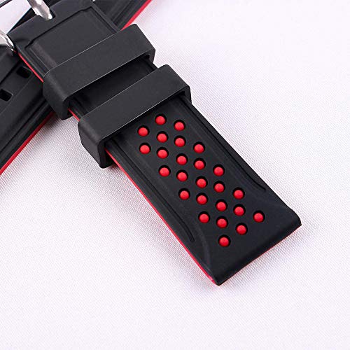 Narako Quick Release Silicone Watch Bands Divers Model Replacement Rubber Watch Strap 20Mm 22Mm 24Mm 26Mm Waterproof Dot Bicolor Silver Buckle For Men And Women Sport (24Mm, Red) #TOP2
